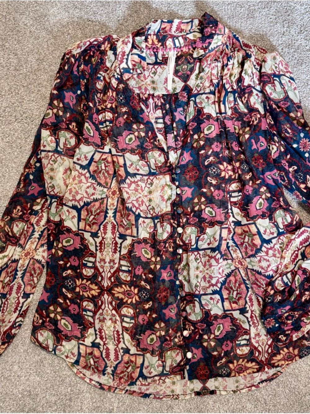 Anthropologie Multicolor Boho Button-Front Blouse